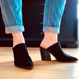 BP Block Heel Mule - Black faux suede